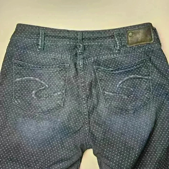 Silver Jeans Womens 30x29 Suki Super Skinny  Blue Polka Dot Stretch - Picture 7 of 8